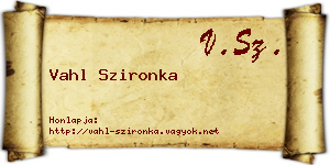 Vahl Szironka névjegykártya